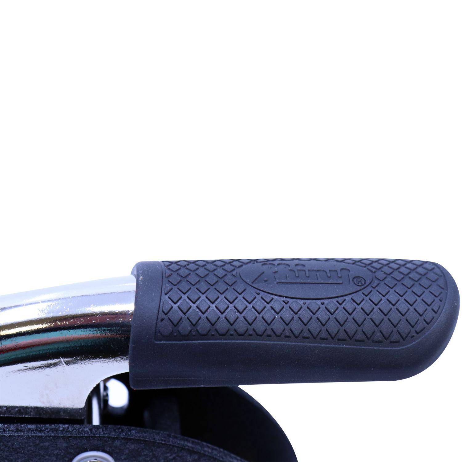 Close-up of the handle of the Architect Long Reach Desk Seal Embosser, featuring a textured black grip and a shiny metallic finish.