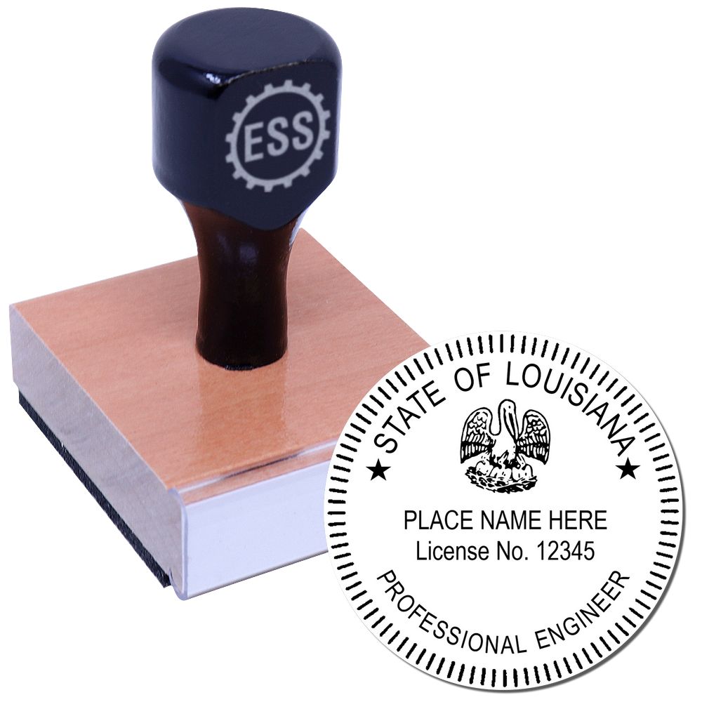 The main image for the Louisiana Professional Engineer Seal Stamp depicting a sample of the imprint and electronic files