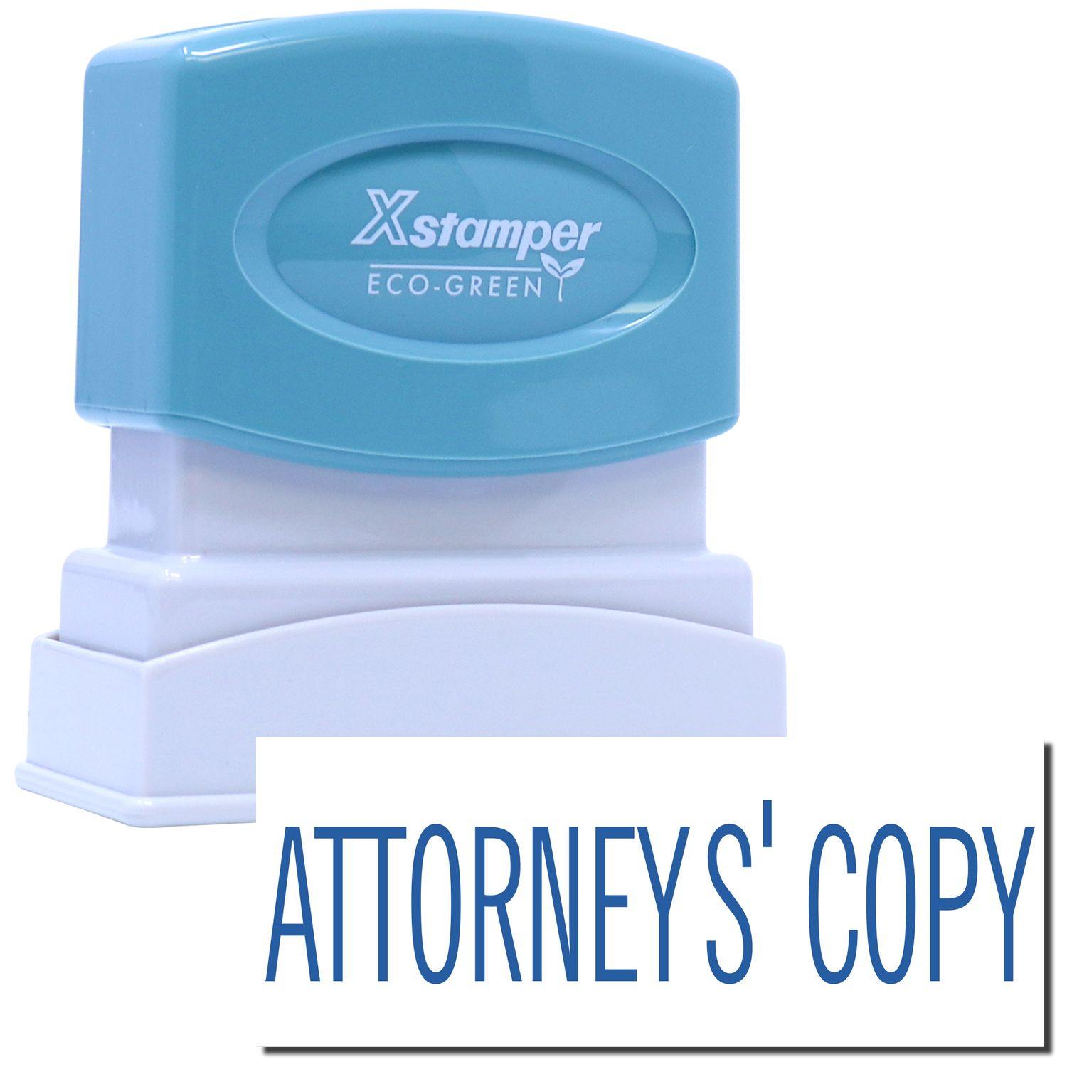 Attorney's Copy Xstamper Stamp in blue and white, with Attorney's Copy text displayed below the stamp.
