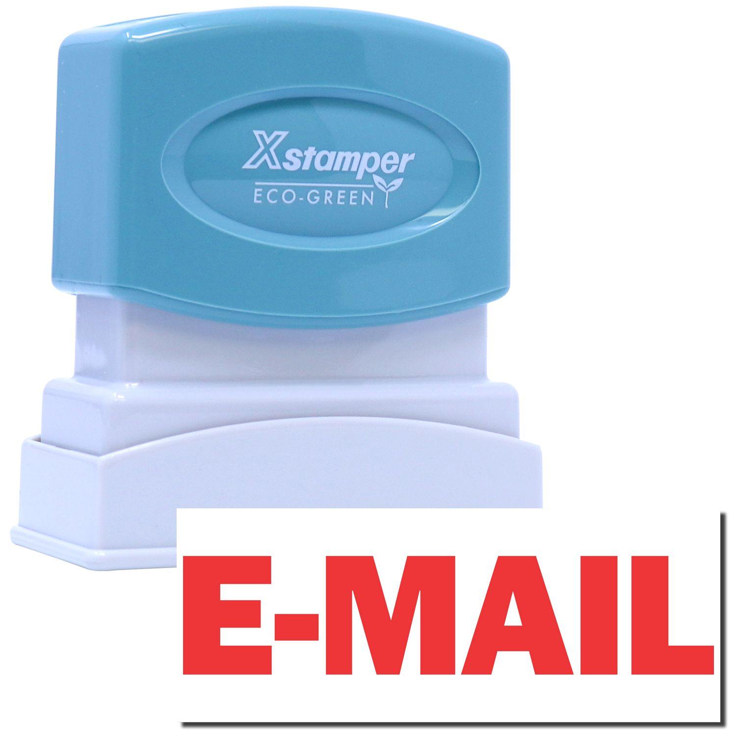 E-Mail Xstamper Stamp with a blue top and white base, featuring the text E-MAIL in bold red letters.