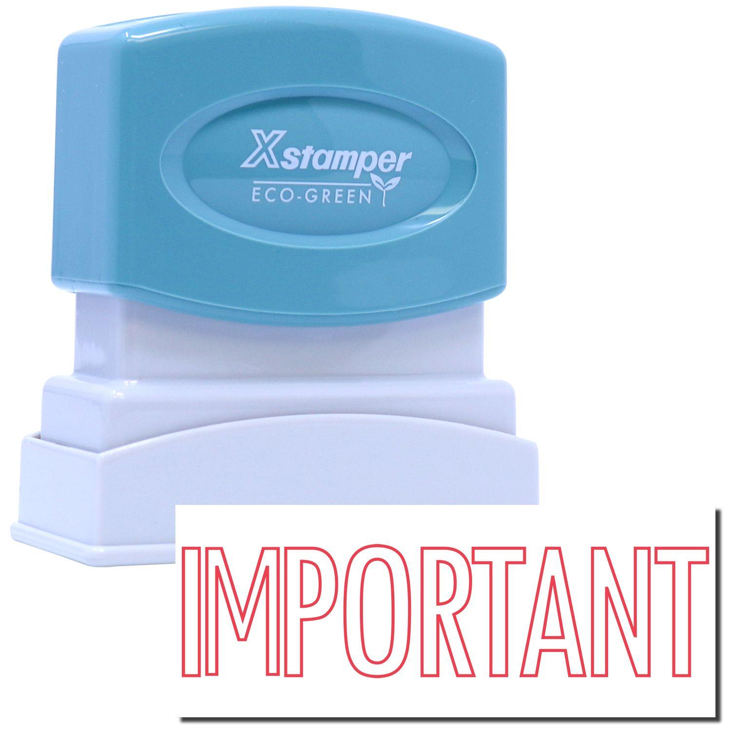 Important Xstamper Stamp with a blue handle and white base, showing the word IMPORTANT in red, designed for marking documents.
