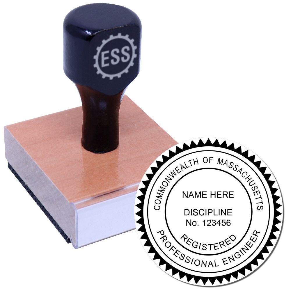The main image for the Massachusetts Professional Engineer Seal Stamp depicting a sample of the imprint and electronic files