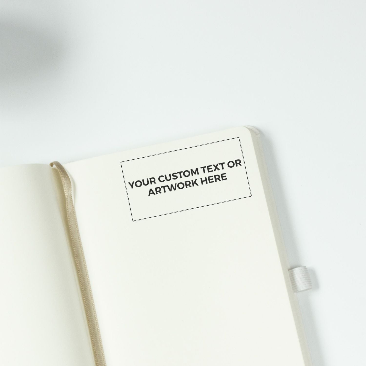 MaxLight XL2-275 Custom Pre-Inked Business Stamp 2 x 4 imprint on an open notebook, showcasing customizable text or artwork.
