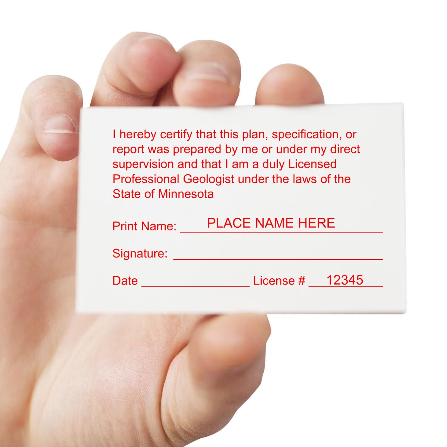 The Digital Minnesota Geologist Stamp, Electronic Seal for Minnesota Geologist stamp impression comes to life with a crisp, detailed image stamped on paper - showcasing true professional quality.