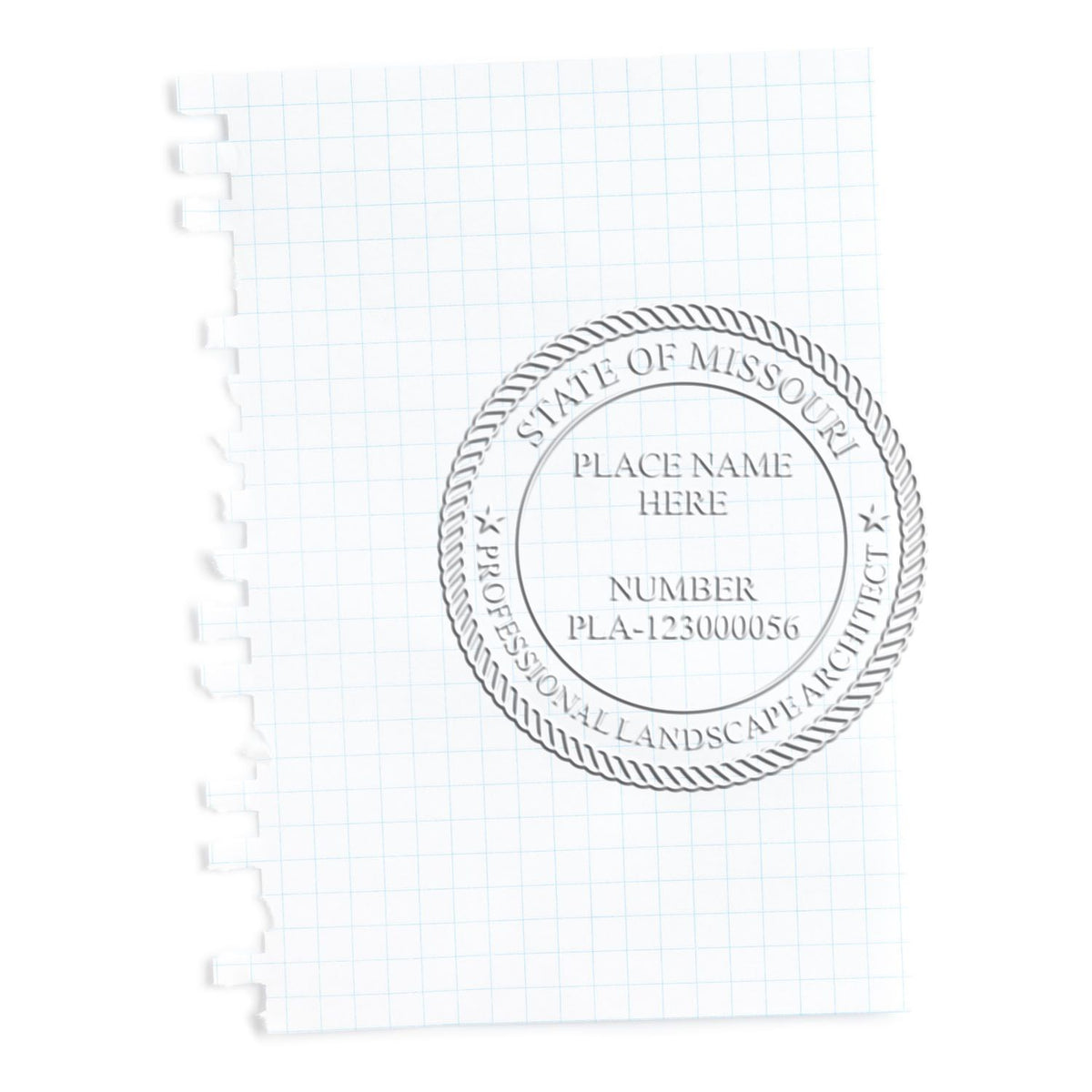 Another Example of a stamped impression of the Hybrid Missouri Landscape Architect Seal on a office form