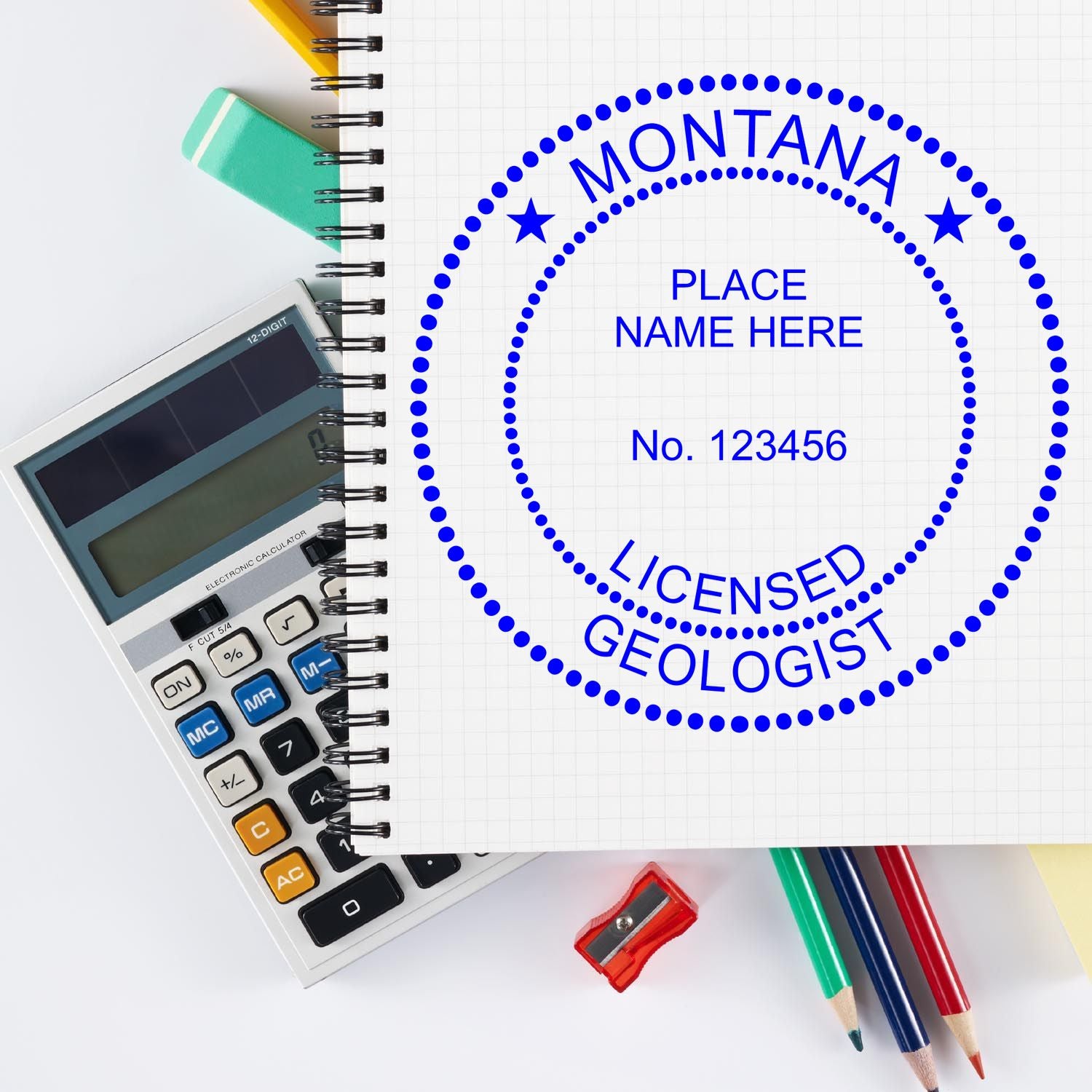 The main image for the Digital Montana Geologist Stamp, Electronic Seal for Montana Geologist depicting a sample of the imprint and imprint sample