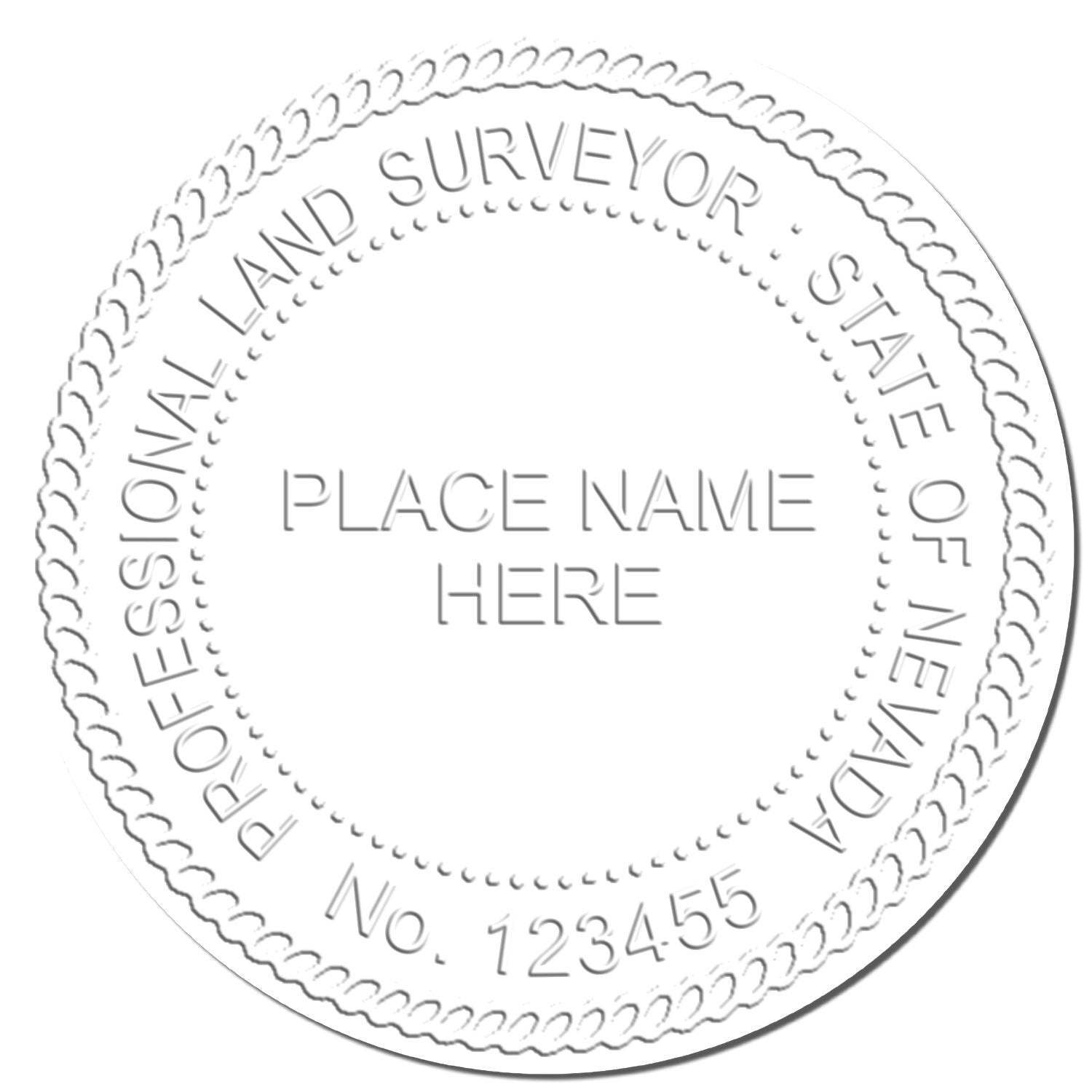 The main image for the Long Reach Nevada Land Surveyor Seal depicting a sample of the imprint and electronic files