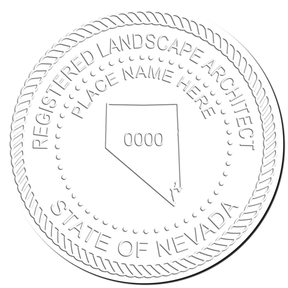 This paper is stamped with a sample imprint of the Soft Pocket Nevada Landscape Architect Embosser, signifying its quality and reliability.