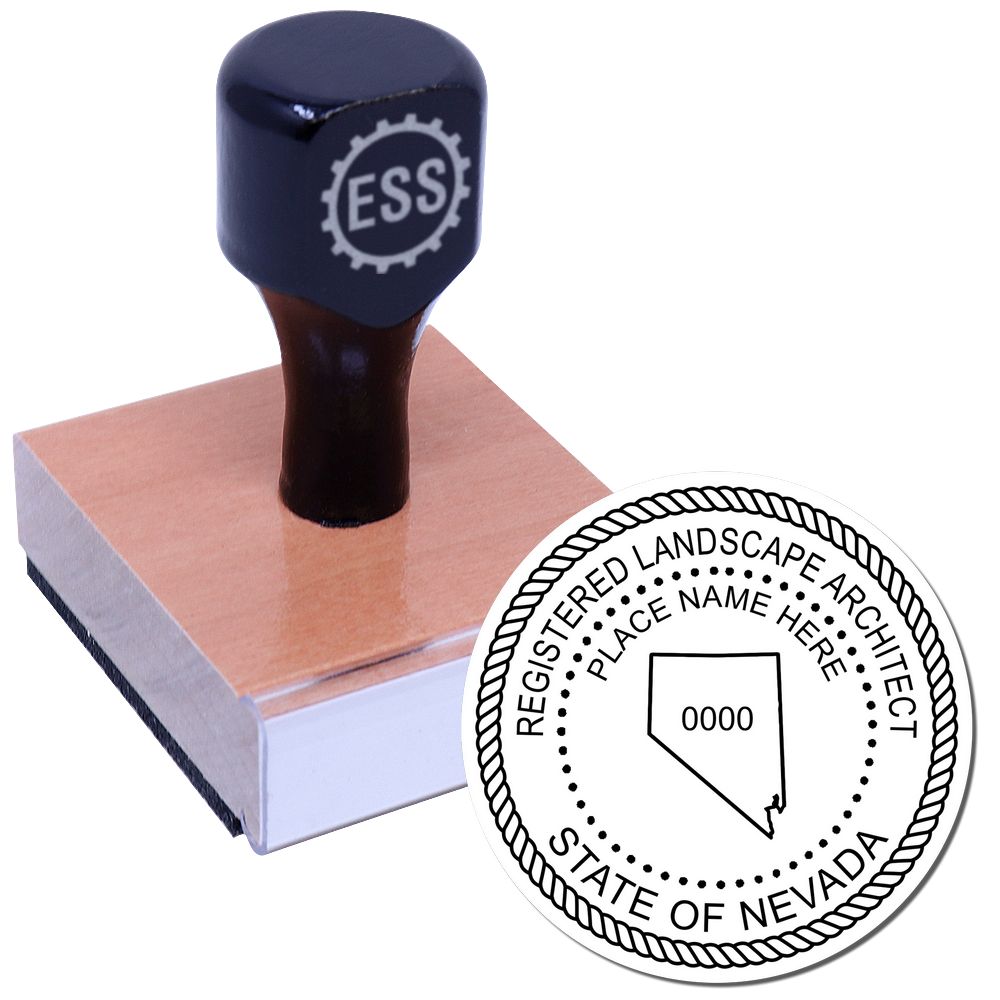 The main image for the Nevada Landscape Architectural Seal Stamp depicting a sample of the imprint and electronic files