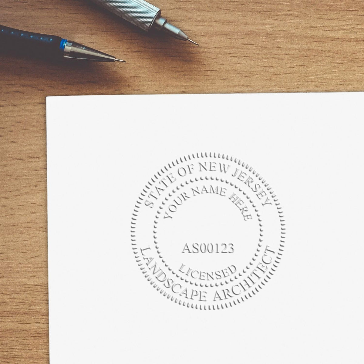 Another Example of a stamped impression of the Hybrid New Jersey Landscape Architect Seal on a office form