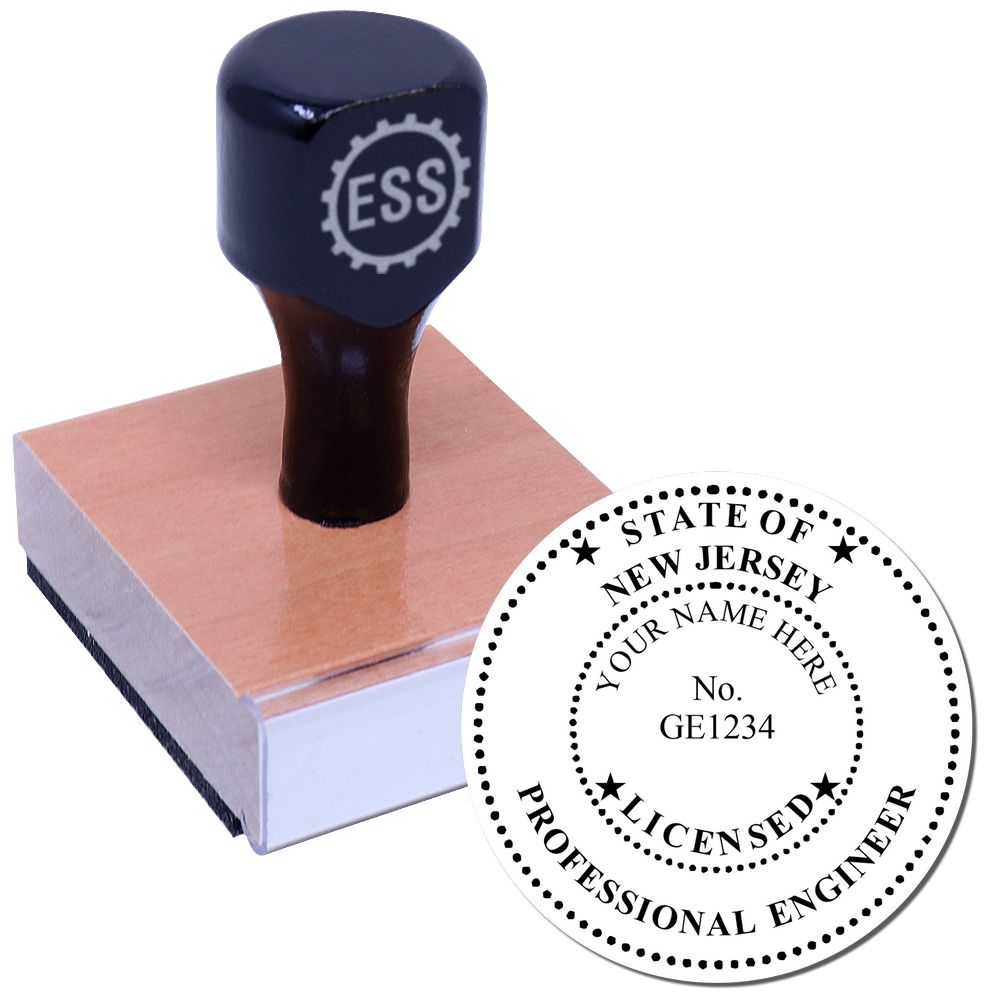 The main image for the New Jersey Professional Engineer Seal Stamp depicting a sample of the imprint and electronic files