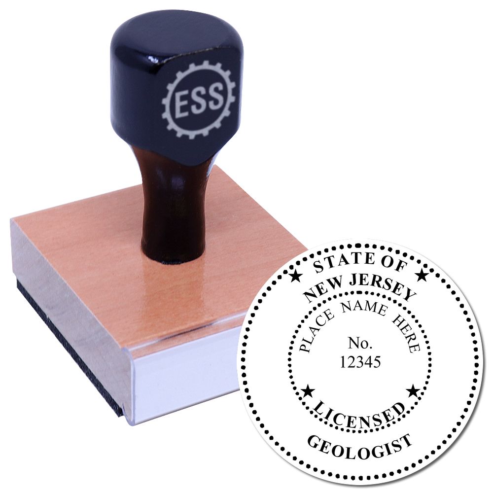The main image for the New Jersey Professional Geologist Seal Stamp depicting a sample of the imprint and imprint sample