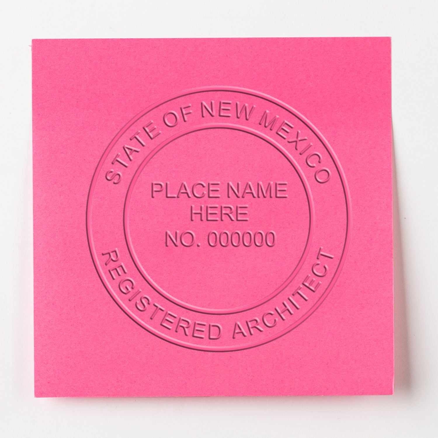 Shiny State of New Mexico Architectural Seal Embosser in use, featuring detailed New Mexico state design and sturdy metal construction.