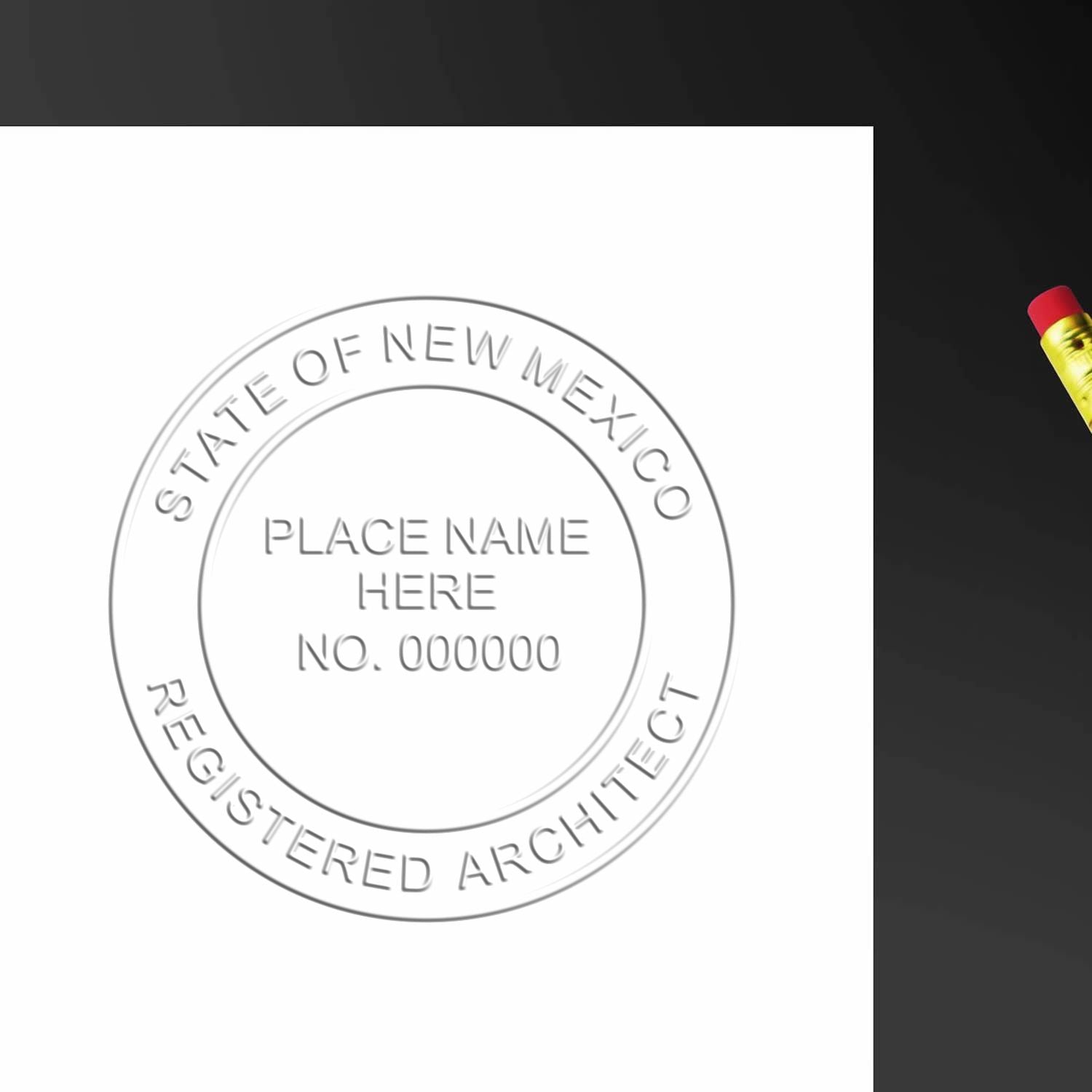 Shiny State of New Mexico architectural seal embosser, state architect design with detailed embossed New Mexico emblem.