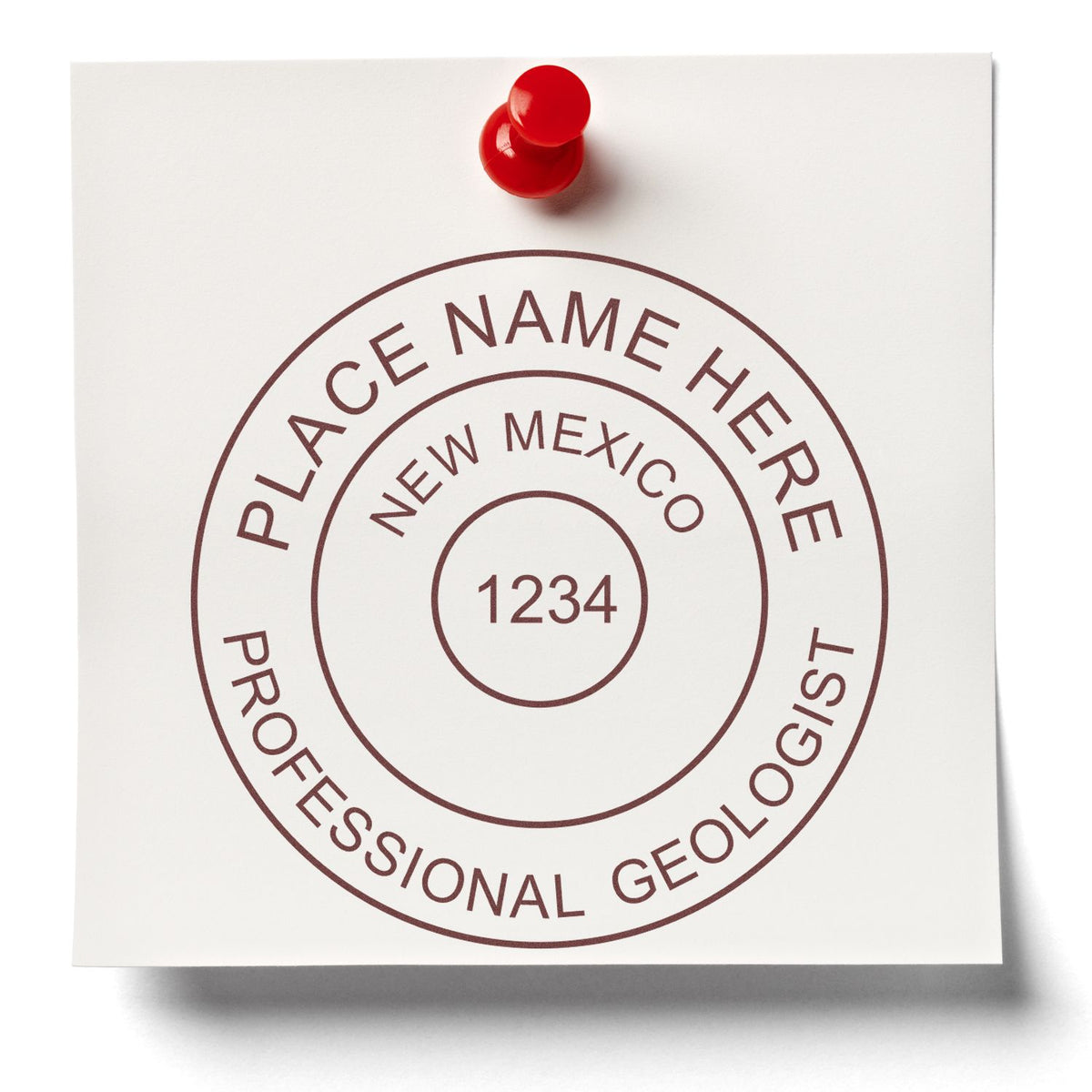 Another Example of a stamped impression of the Slim Pre-Inked New Mexico Professional Geologist Seal Stamp on a office form