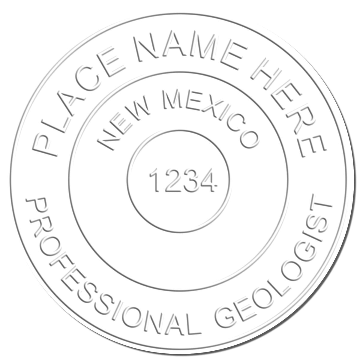 A photograph of the Hybrid New Mexico Geologist Seal stamp impression reveals a vivid, professional image of the on paper.