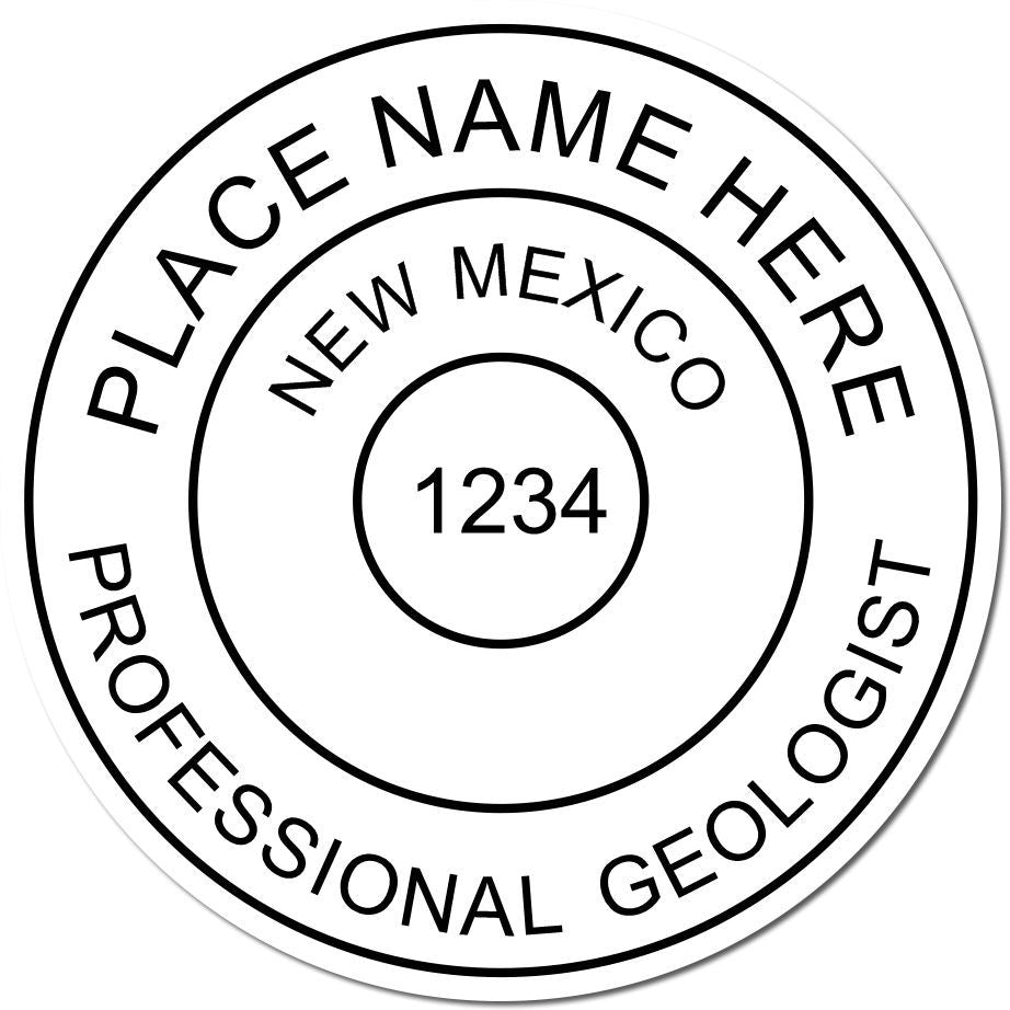This paper is stamped with a sample imprint of the New Mexico Professional Geologist Seal Stamp, signifying its quality and reliability.