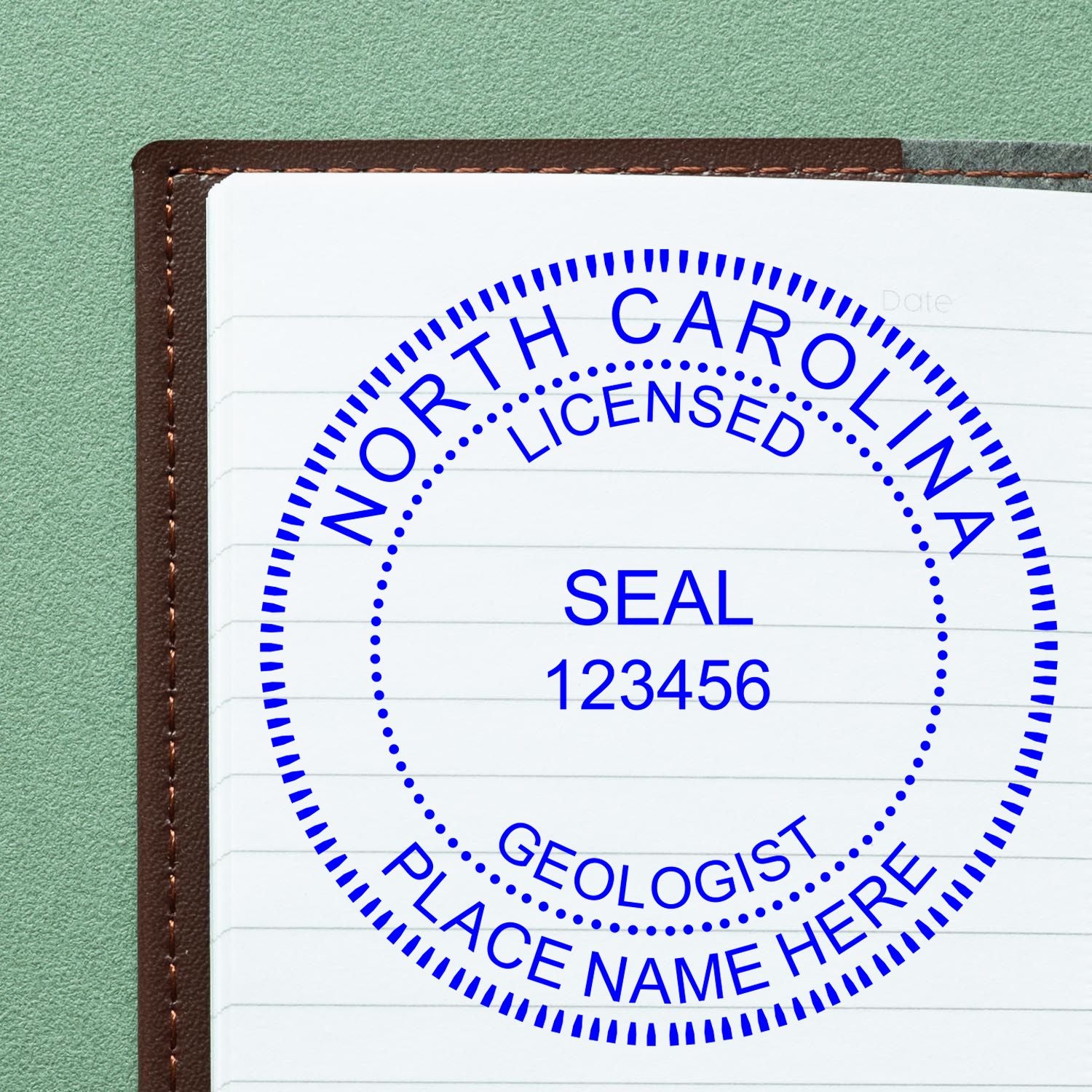 The main image for the Digital North Carolina Geologist Stamp, Electronic Seal for North Carolina Geologist depicting a sample of the imprint and imprint sample