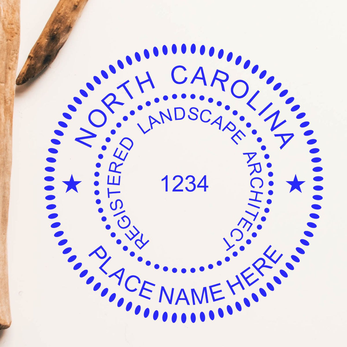 The Slim Pre-Inked North Carolina Landscape Architect Seal Stamp stamp impression comes to life with a crisp, detailed photo on paper - showcasing true professional quality.