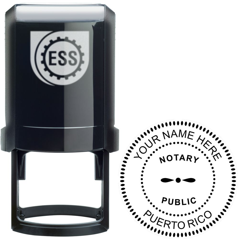 The main image for the Official Self-Inking Puerto Rico Notary Stamp depicting a sample of the imprint and electronic files