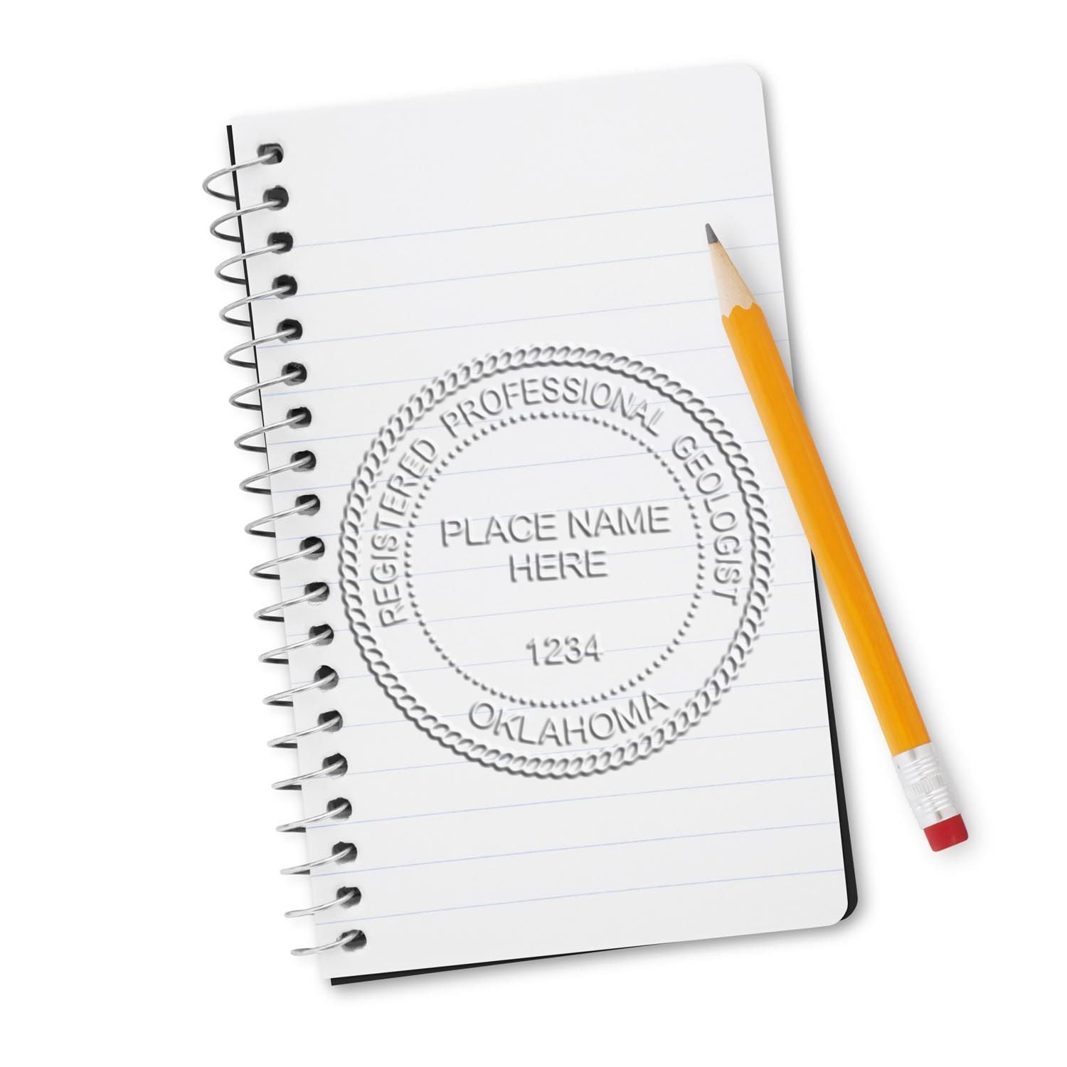 This paper is stamped with a sample imprint of the Long Reach Oklahoma Geology Seal, signifying its quality and reliability.
