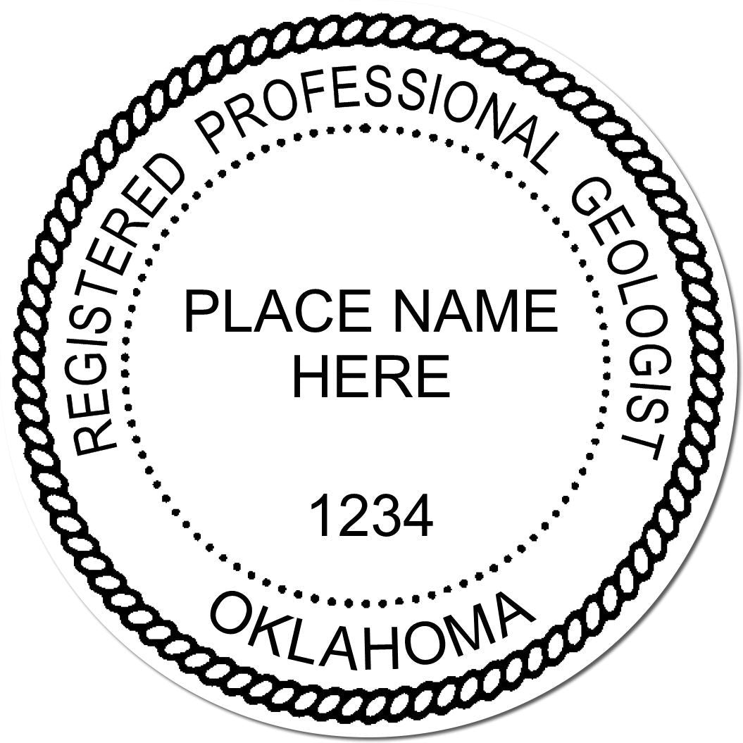 This paper is stamped with a sample imprint of the Slim Pre-Inked Oklahoma Professional Geologist Seal Stamp, signifying its quality and reliability.