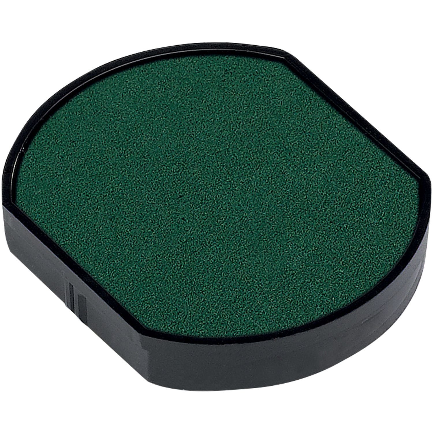 Green One Color Replacement Ink Pad for 46040 Trodat Stamp, shown in a black plastic casing, suitable for office use.
