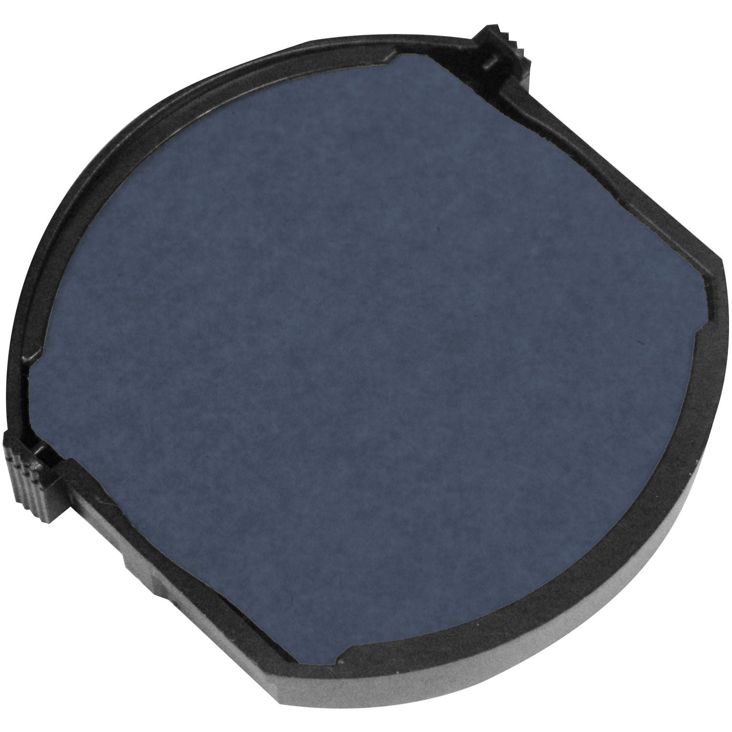 One Color Replacement Ink Pad for 46145 and 46045 Trodat Stamps, shown in blue, with a round shape and black plastic casing.