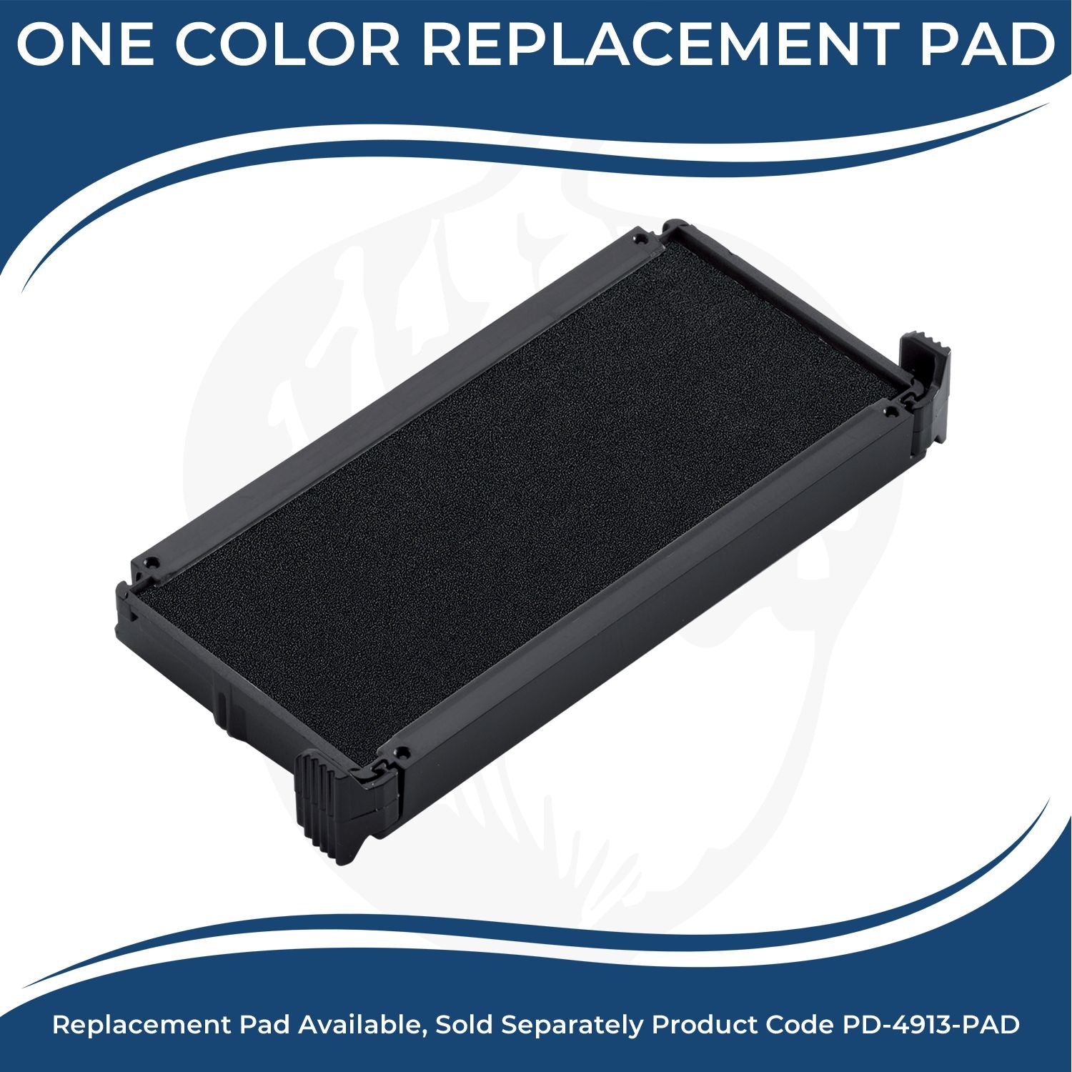 One-color replacement ink pad for Large Self Inking Trust Stamp, black ink, rectangular shape, product code PD-4913-PAD.