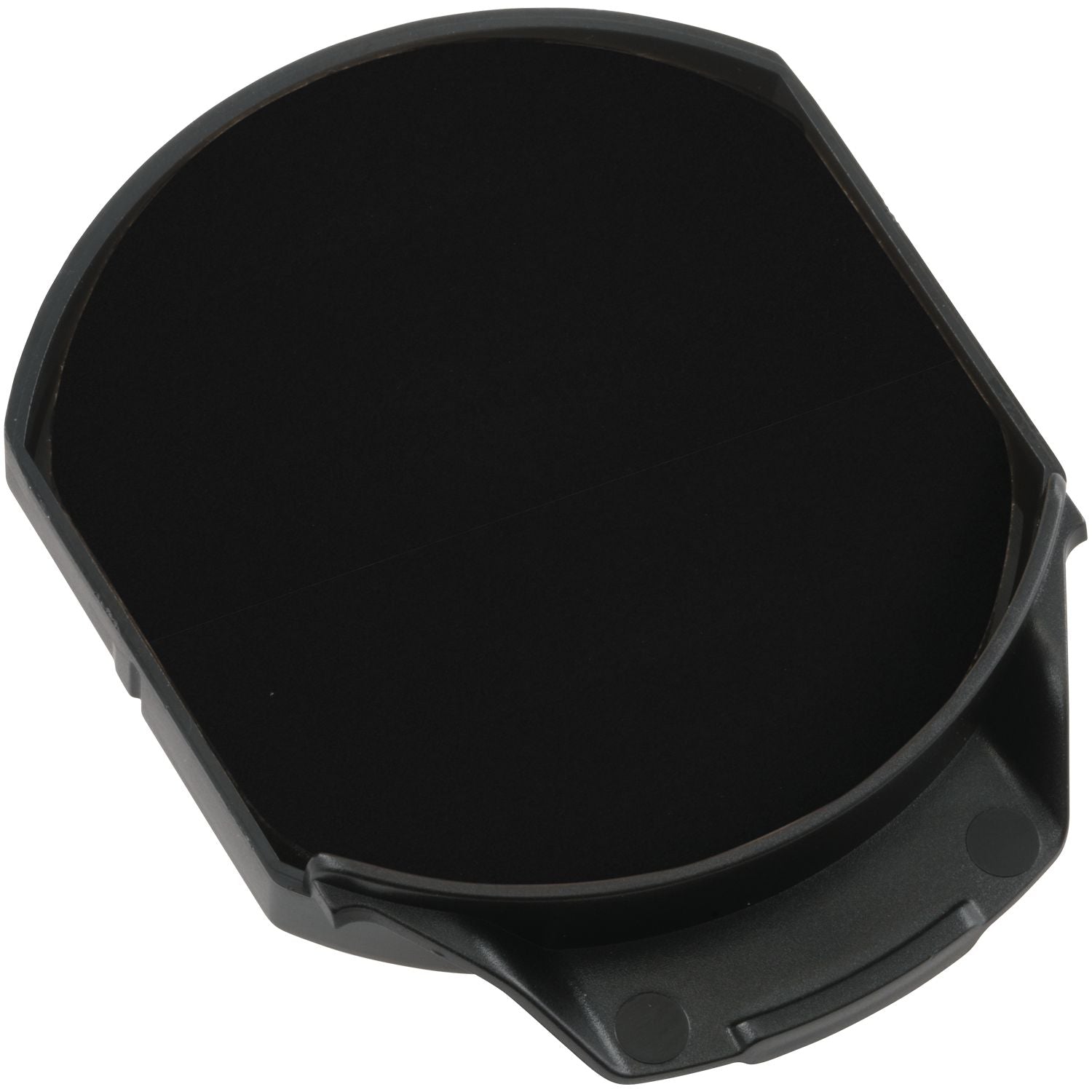 One Color Replacement Ink Pad for 5212, 5415, 54045 Trodat Stamps, black, shown in a circular shape with a plastic casing.