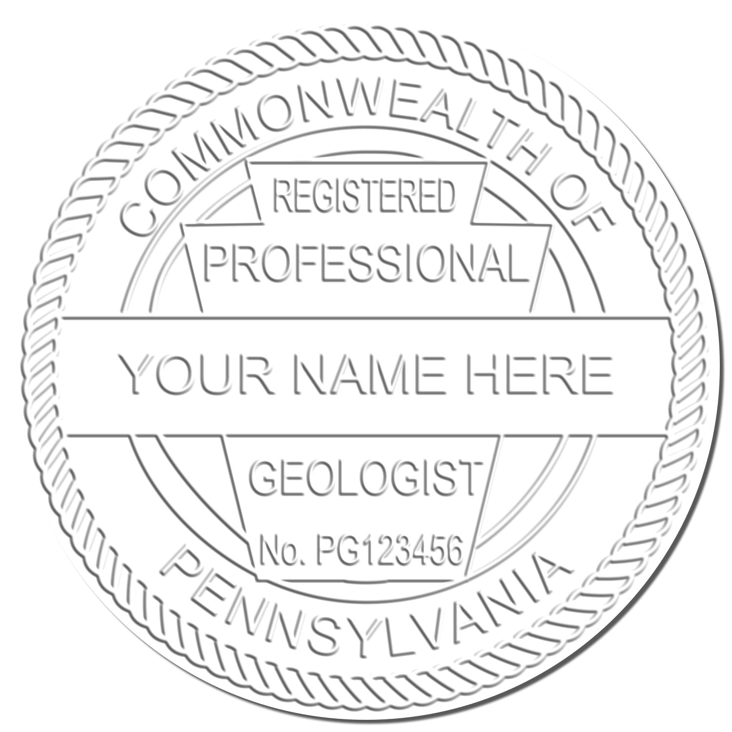 The main image for the Pennsylvania Geologist Desk Seal depicting a sample of the imprint and imprint sample
