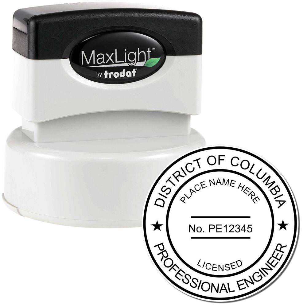 The main image for the Premium MaxLight Pre-Inked District of Columbia Engineering Stamp depicting a sample of the imprint and electronic files