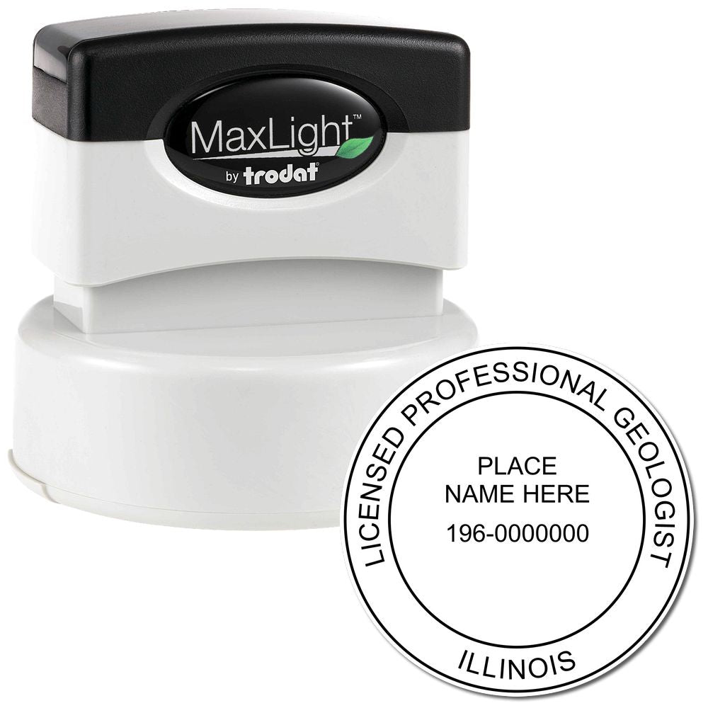 The main image for the Premium MaxLight Pre-Inked Illinois Geology Stamp depicting a sample of the imprint and imprint sample