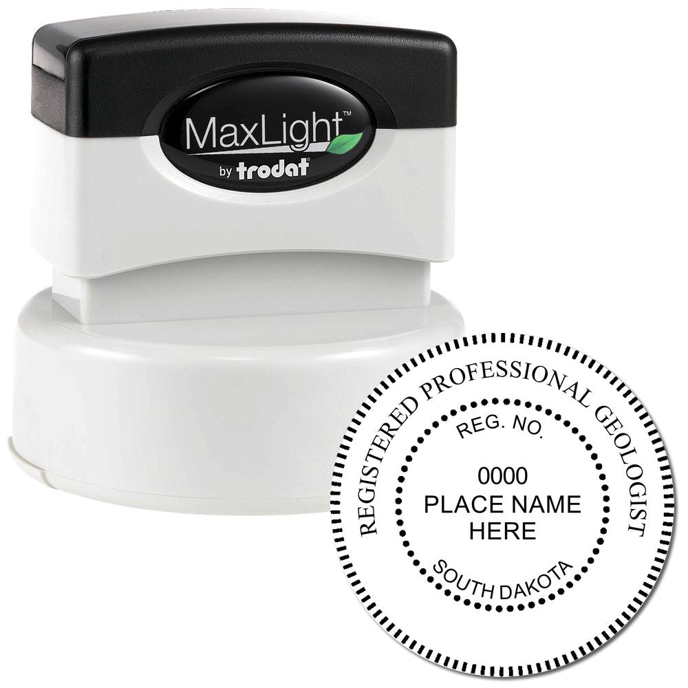 The main image for the Premium MaxLight Pre-Inked South Dakota Geology Stamp depicting a sample of the imprint and imprint sample