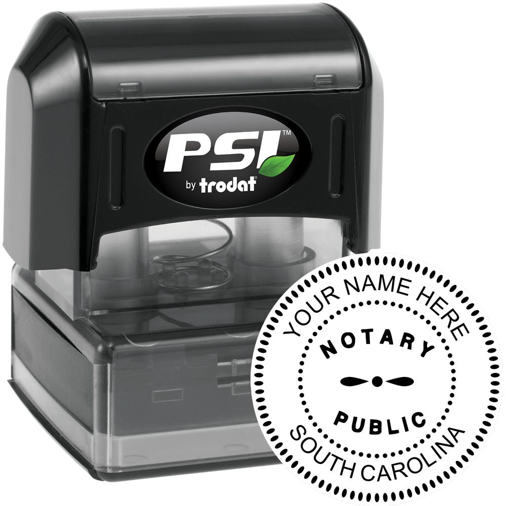 The main image for the PSI Pre-Inked South Carolina Notary Stamp depicting a sample of the imprint and electronic files