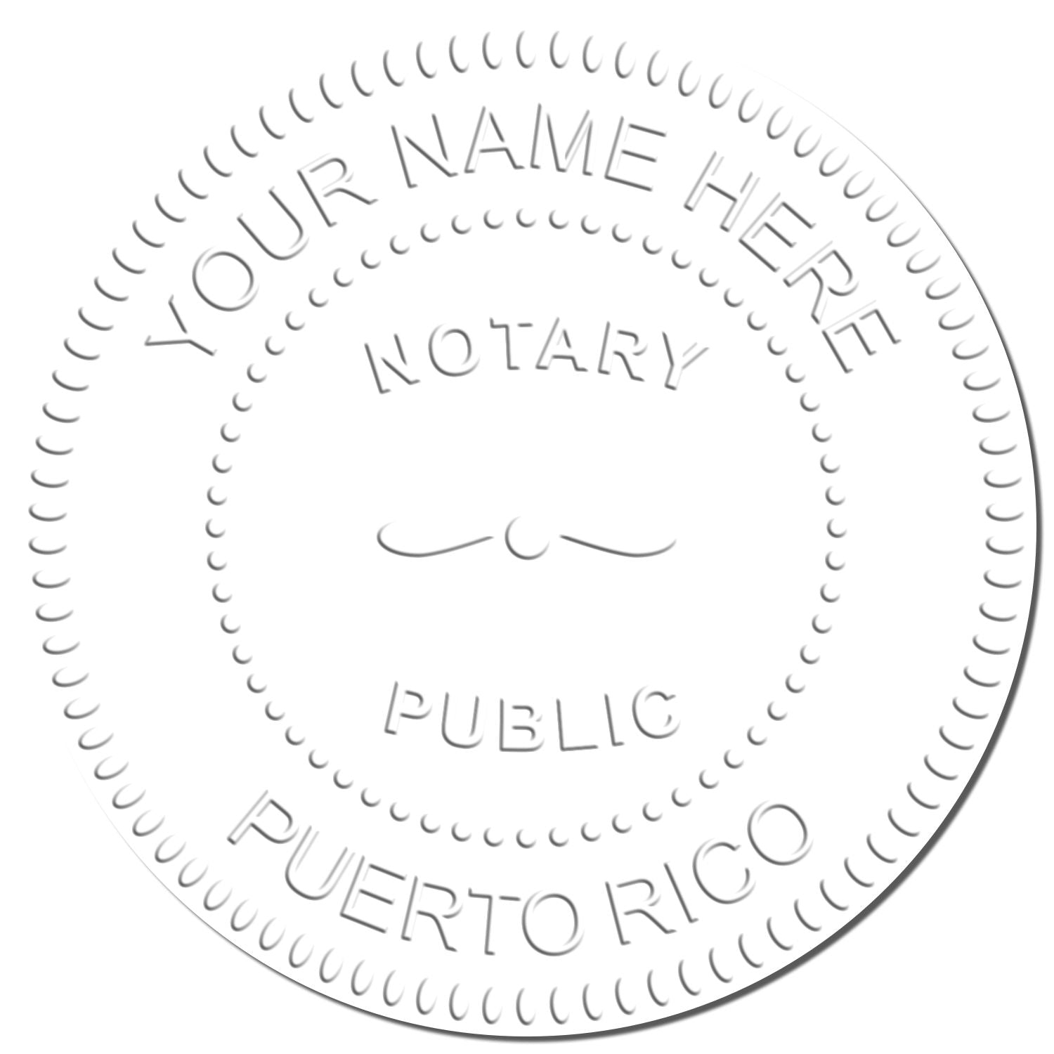 Another Example of a stamped impression of the Puerto Rico Desk Notary Public Seal on a piece of office paper.