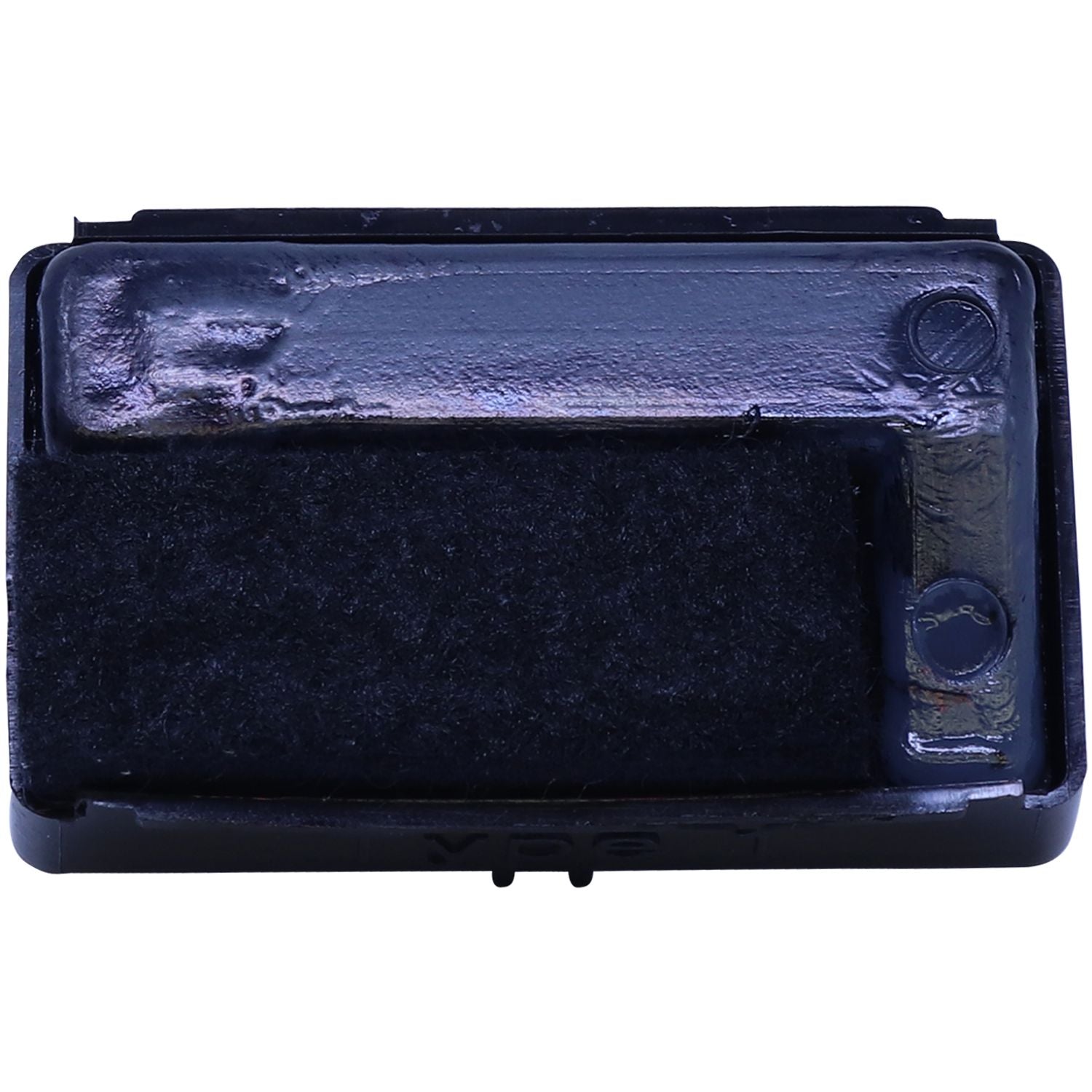 Replacement Pad for Reiner Type 1 Machines, black, front view. Rectangular pad with black ink surface and plastic casing.