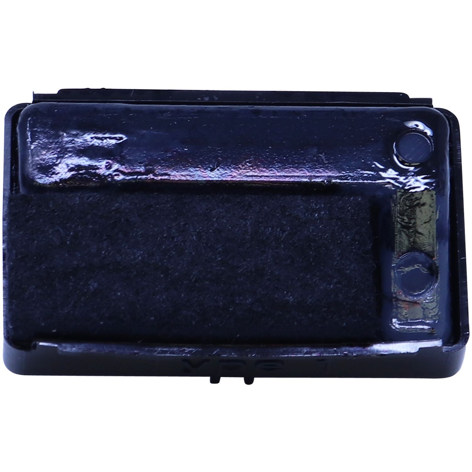 Replacement Pad for Reiner Type 1 Machines, black, front view. Rectangular ink pad with felt surface and plastic casing.