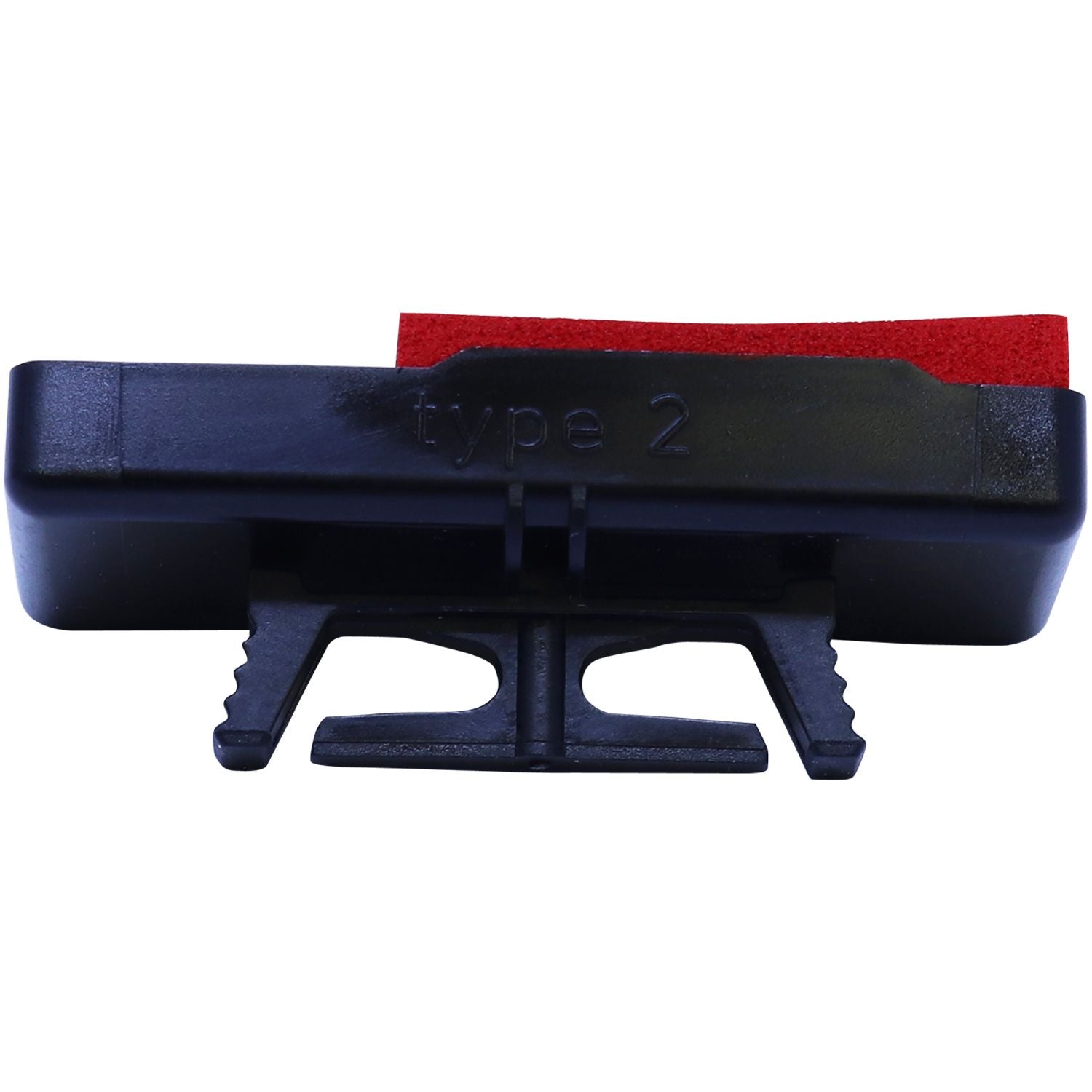 Replacement Ink Pad for Reiner Type 2 Machines, black plastic casing with red ink pad, back view showing attachment mechanism.