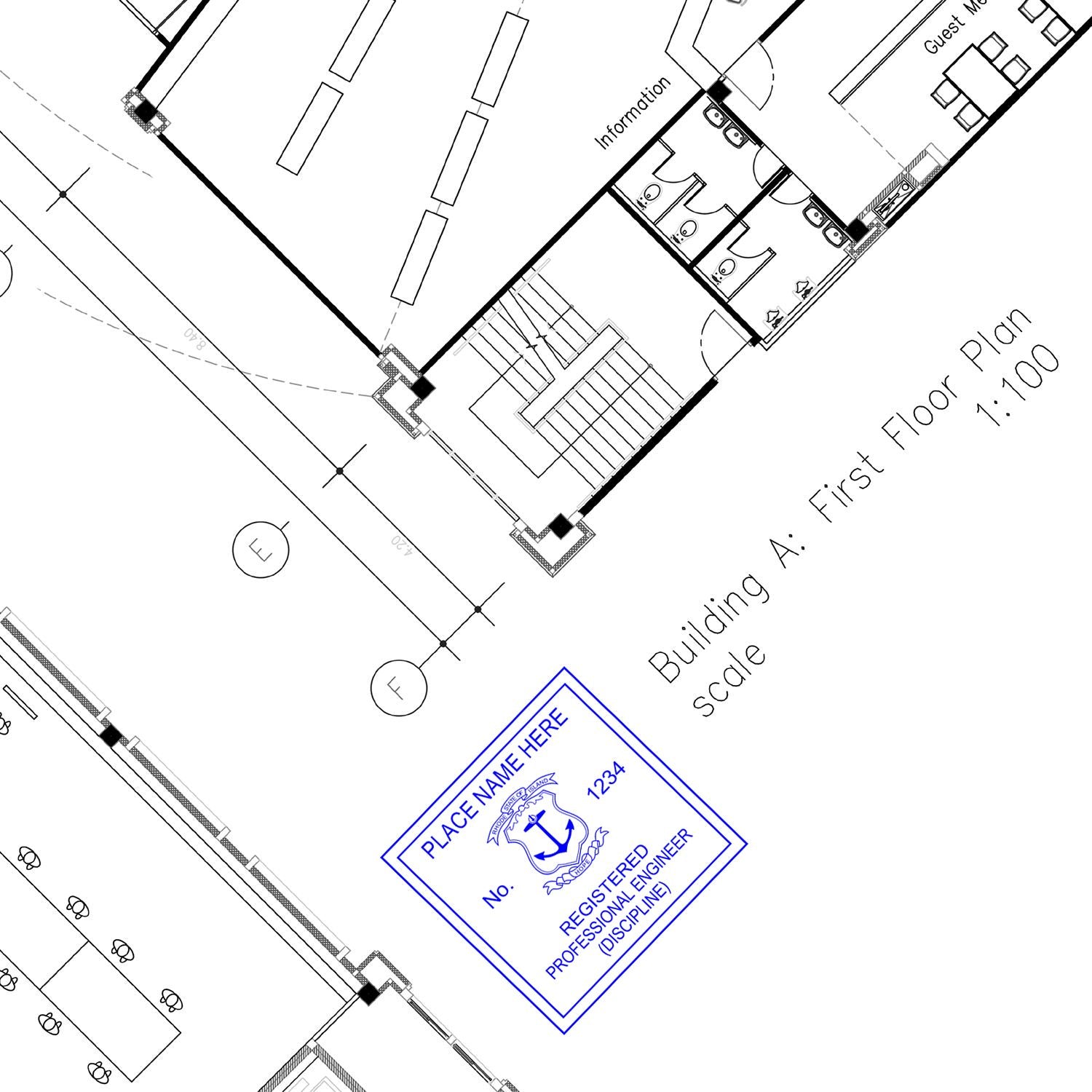 The Rhode Island Professional Engineer Seal Stamp stamp impression comes to life with a crisp, detailed photo on paper - showcasing true professional quality.