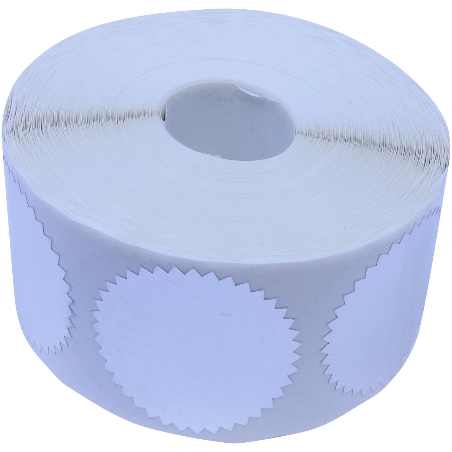 Roll of Silver Foil Seals (1,000 Total) with round, scalloped edges, displayed on a white background.