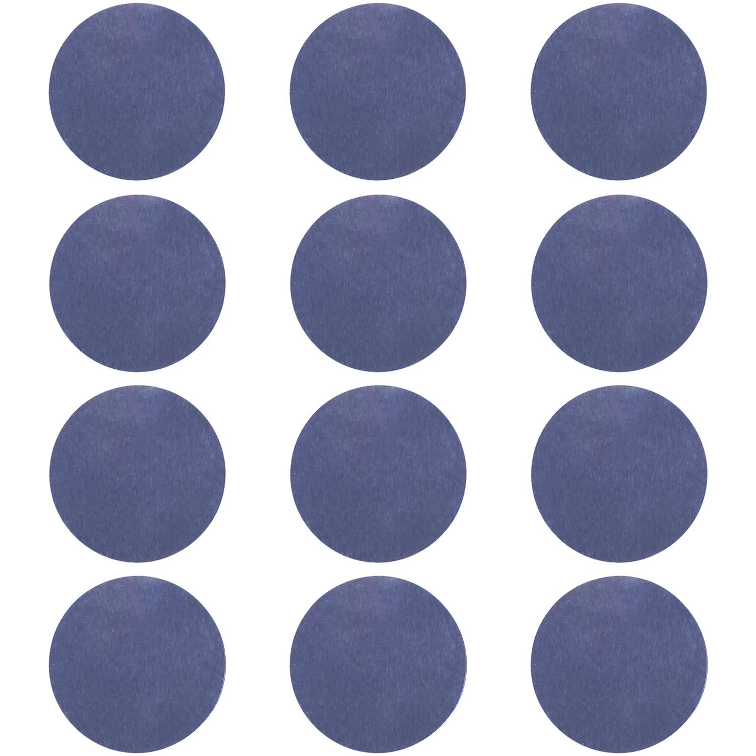Round Silver Notarial Seals Pack of 40, featuring twelve round silver foil seals arranged in a grid pattern on a white background.