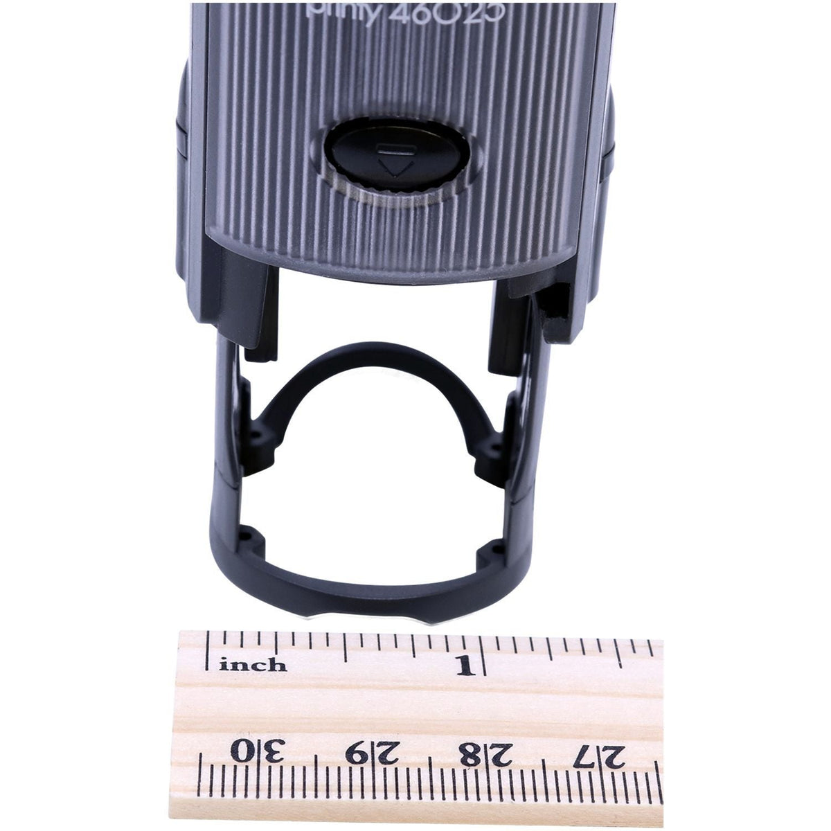 Measurment of Self-Inking Round First Class Stamp with Ruler