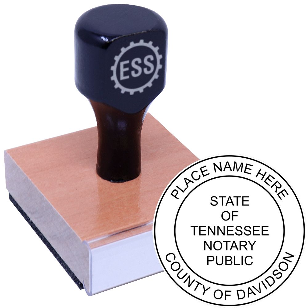 The main image for the Round Tennessee Notary Public Seal Stamp depicting a sample of the imprint and electronic files