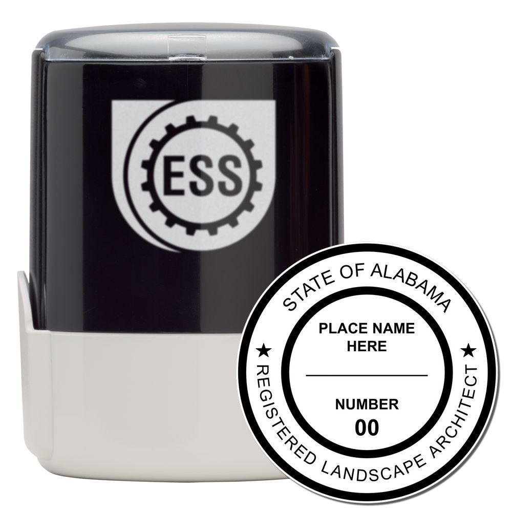 The main image for the Self-Inking Alabama Landscape Architect Stamp depicting a sample of the imprint and electronic files