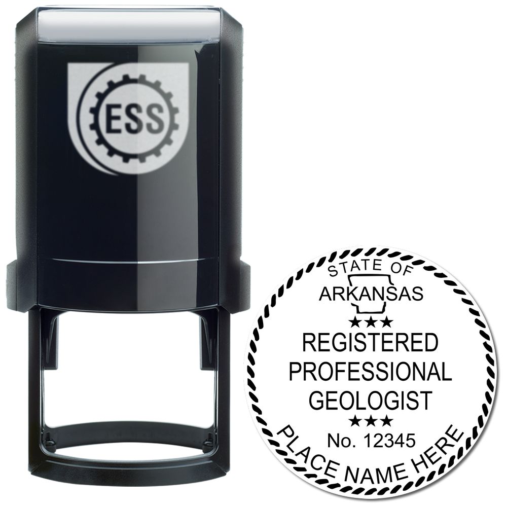 The main image for the Self-Inking Arkansas Geologist Stamp depicting a sample of the imprint and imprint sample