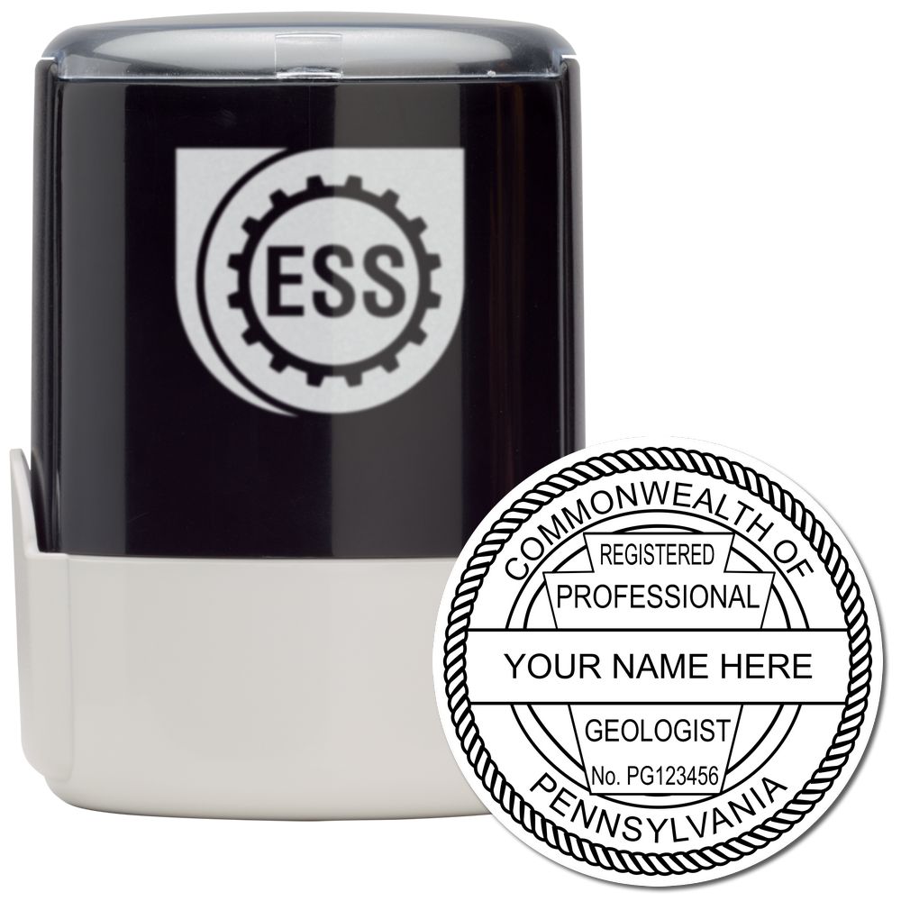 The main image for the Self-Inking Pennsylvania Geologist Stamp depicting a sample of the imprint and imprint sample