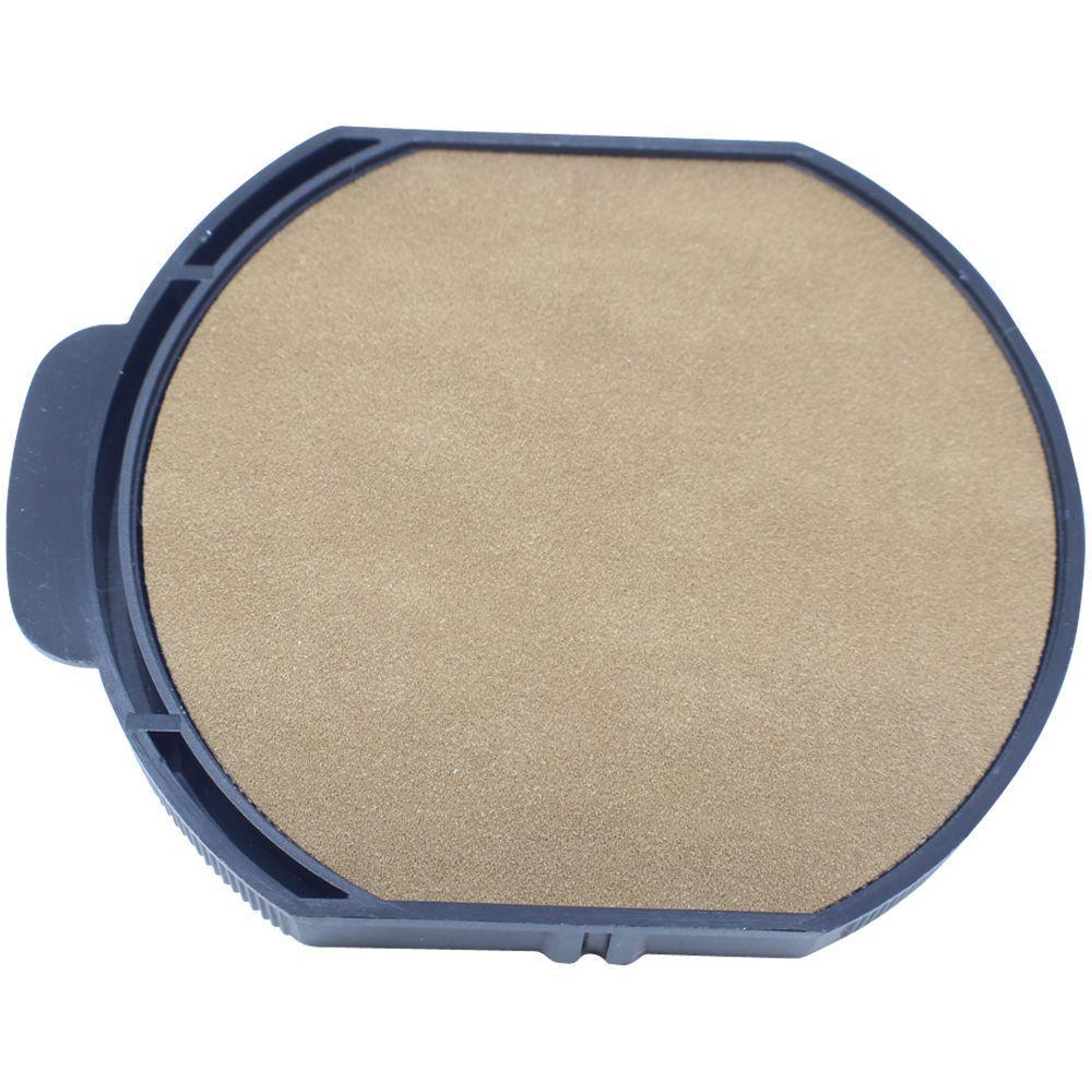 One Color Replacement Ink Pad for HM-6109 Stamp, shown in a close-up image, featuring a round, brown ink pad with a black plastic casing.