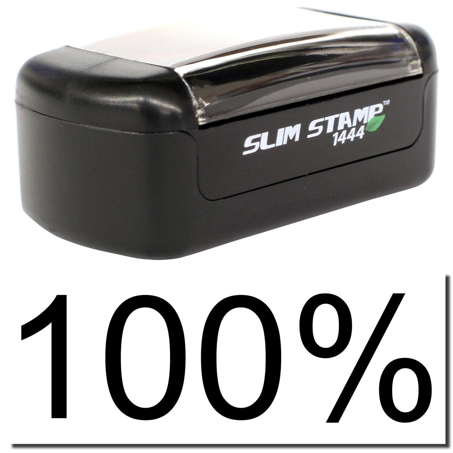 A stock office pre-inked stamp with a stamped image showing how the text "100%" is displayed after stamping.