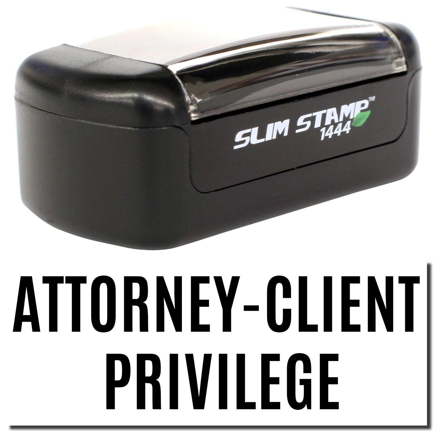 A stock office pre-inked stamp with a stamped image showing how the text "ATTORNEY-CLIENT PRIVILEGE" is displayed after stamping.